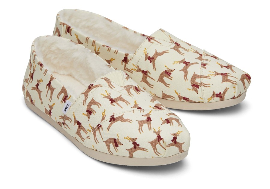 TOMS Alpargatas | Alpargata Glitter Reindeer With Faux Fur|Alpargata Glitter Reindeer With Faux Fur Glittery Natural