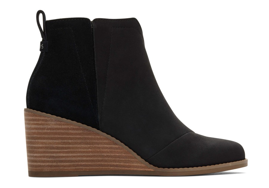 TOMS Heels & Wedges | Clare Leather Wedge Boot Black