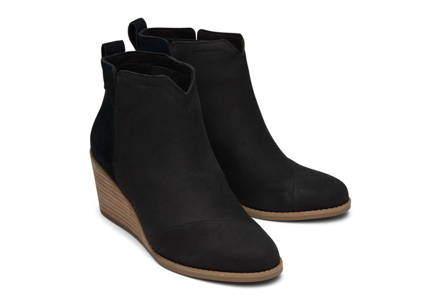 TOMS Heels & Wedges | Clare Leather Wedge Boot Black