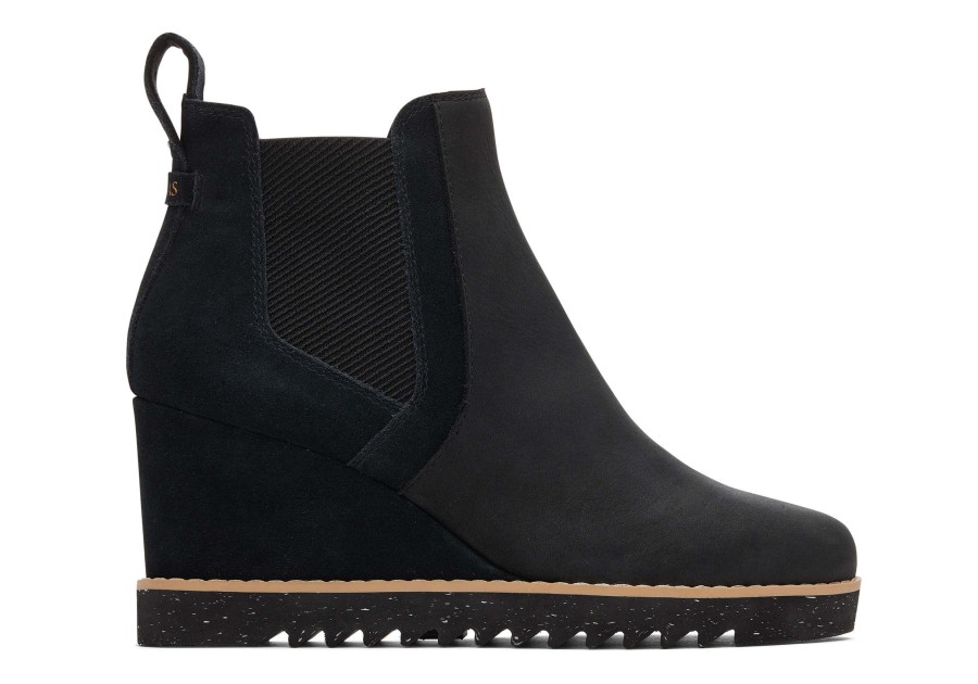 TOMS Dress Casual | Maddie Leather Wedge Boot Black