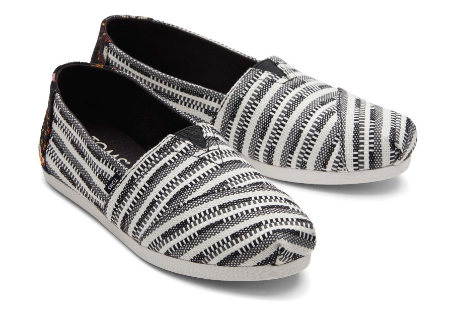 TOMS Slip Ons | Alpargata Black Striped Global Woven Black Multi