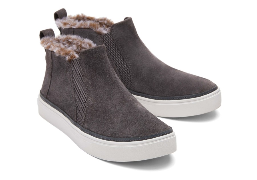 TOMS Sneakers | Bryce Grey Suede Faux Fur Slip On Sneaker|Bryce Grey Suede Faux Fur Slip On Sneaker Pavement Grey