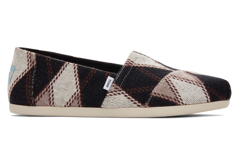 TOMS Slip Ons | Alpargata Black Argyle Knit Argyle Black