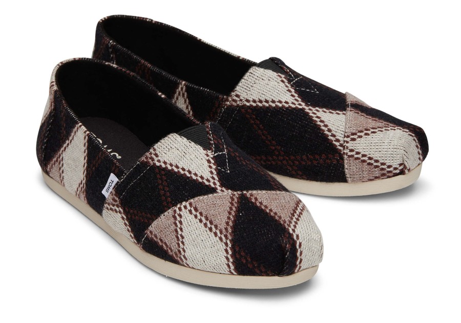 TOMS Slip Ons | Alpargata Black Argyle Knit Argyle Black