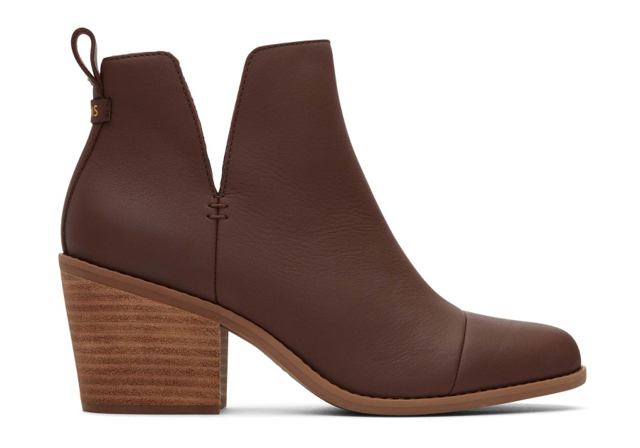 TOMS Heels & Wedges | Everly Leather Cutout Heeled Boot Chestnut