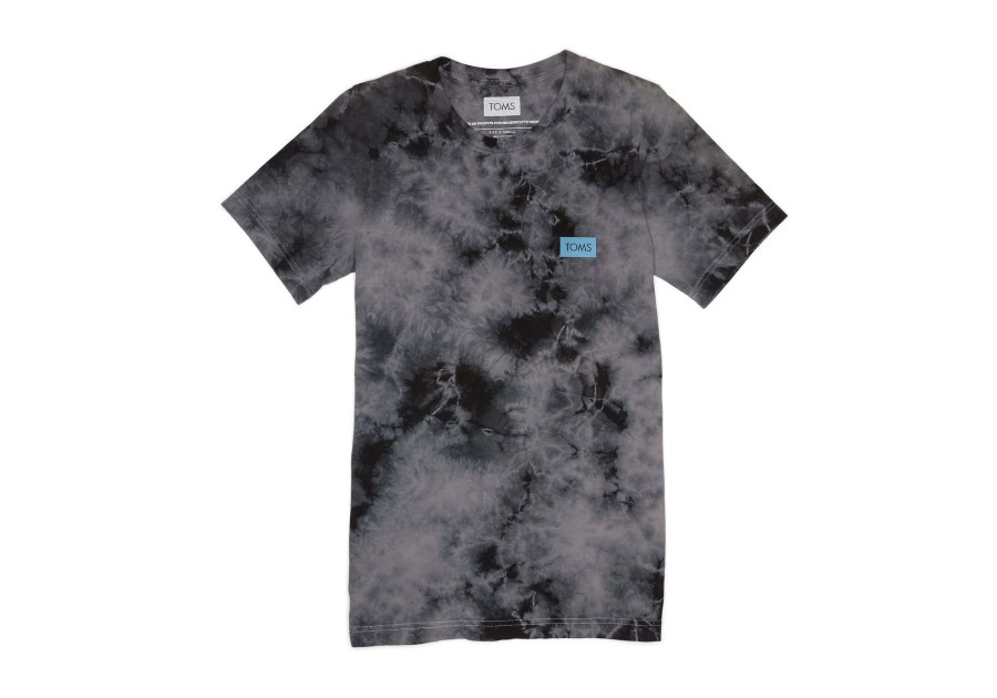 TOMS Tees | Toms Tie-Dye Logo Short Sleeve Crew Tee Grey Black Dye