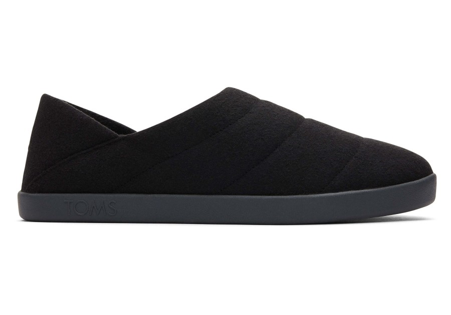 TOMS Slippers | Ezra Black Faux Fleece Convertible Slipper|Ezra Black Faux Fleece Convertible Slipper Black Felt/Fleece