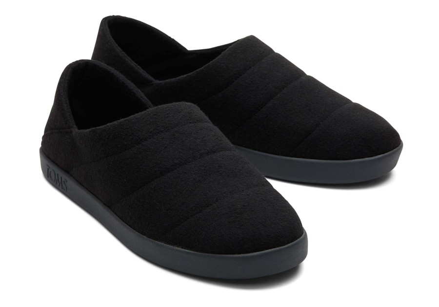 TOMS Slippers | Ezra Black Faux Fleece Convertible Slipper|Ezra Black Faux Fleece Convertible Slipper Black Felt/Fleece