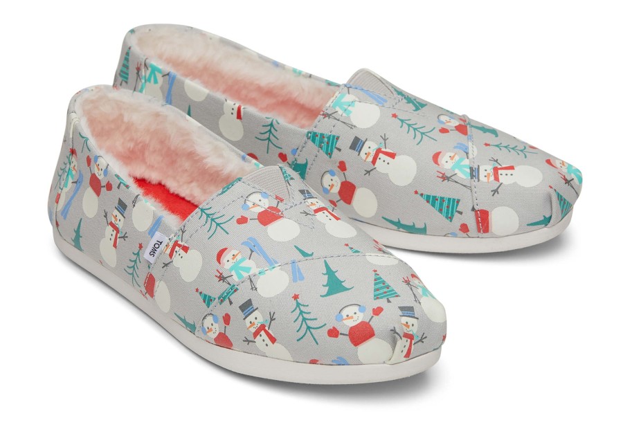 TOMS Alpargatas | Alpargata Glow In The Dark Snowman With Faux Fur|Alpargata Glow In The Dark Snowman With Faux Fur Glowy Grey