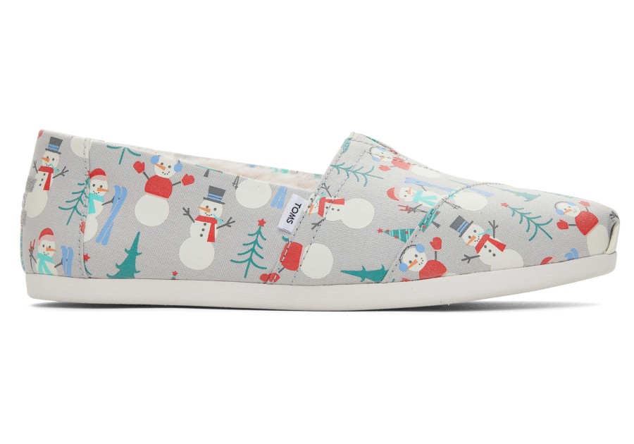 TOMS Alpargatas | Alpargata Glow In The Dark Snowman With Faux Fur|Alpargata Glow In The Dark Snowman With Faux Fur Glowy Grey