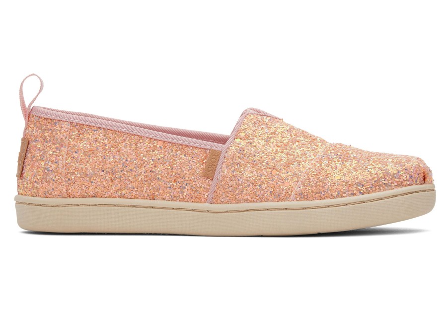 TOMS | Youth Alpargata Pink Glitter Kids Shoe Pink Chunky Glitter