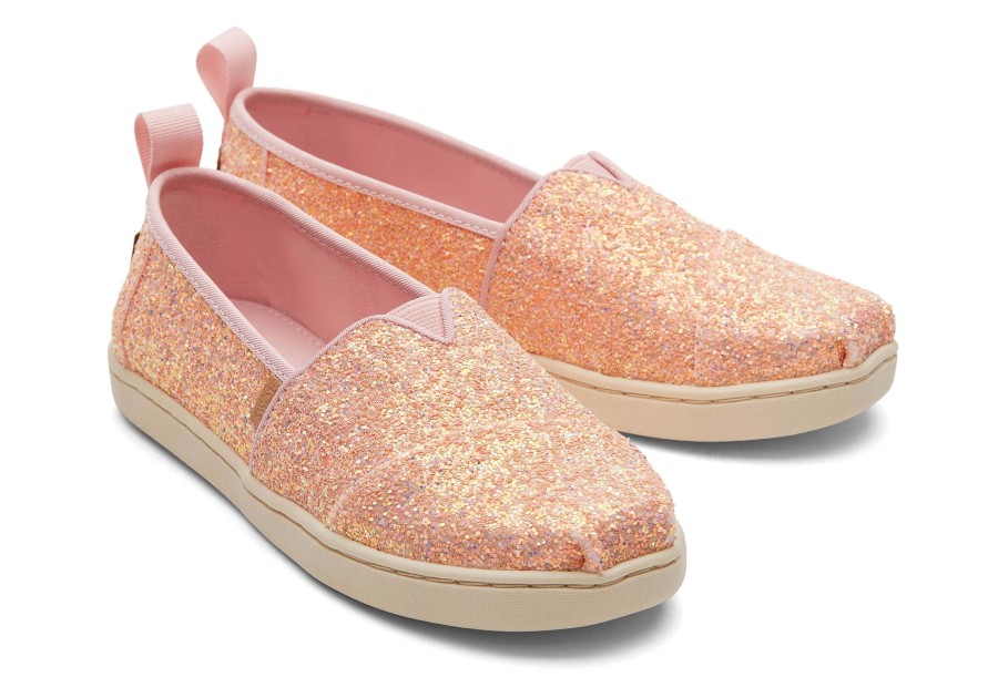 TOMS | Youth Alpargata Pink Glitter Kids Shoe Pink Chunky Glitter