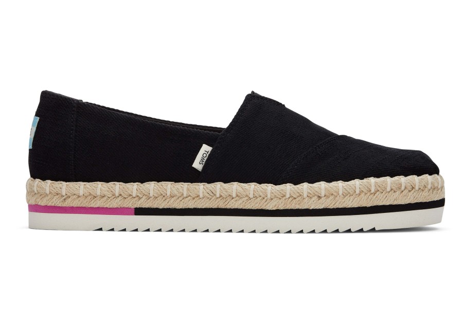 TOMS Slip Ons | Alpargata Rope Platform Black