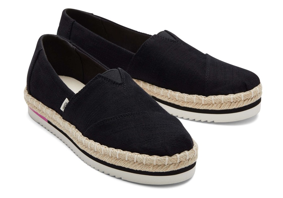 TOMS Slip Ons | Alpargata Rope Platform Black