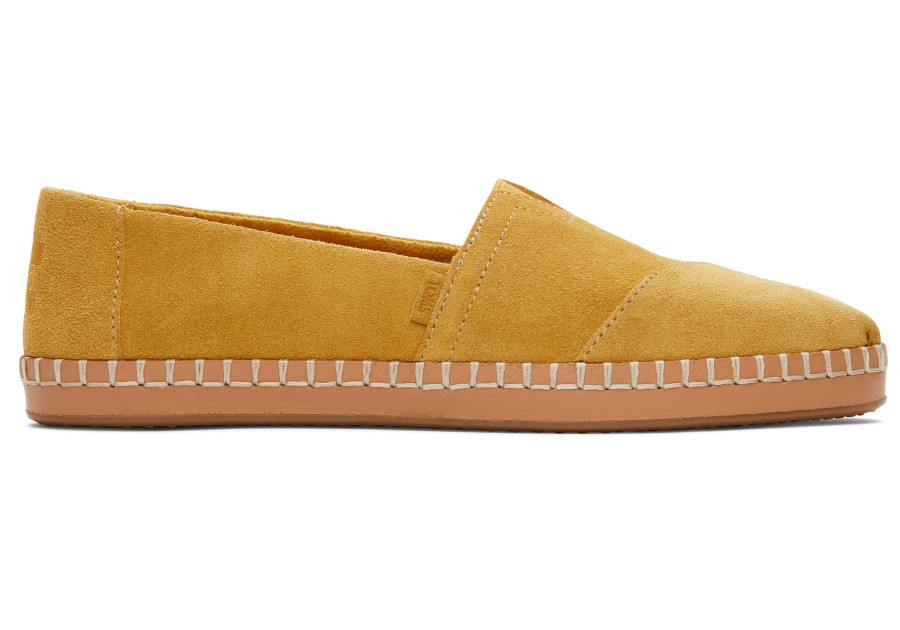 TOMS Slip Ons | Alpargata Gold Suede Leather Wrap Amber Gold Suede