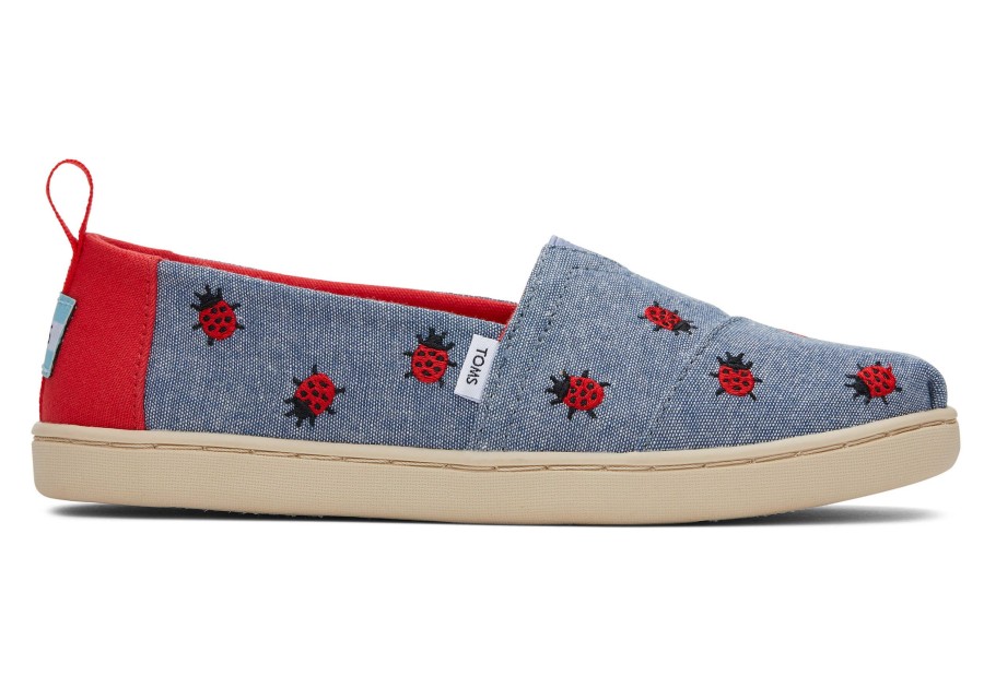 TOMS | Youth Alpargata Lucky Ladybugs Chambray