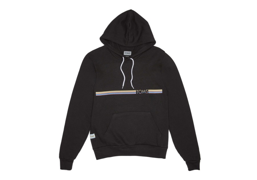 TOMS Sweatshirts | Striped Toms Fleece Hoodie Black