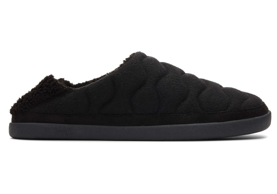 TOMS Slippers | Ezra Black Quilted Convertible Slipper|Ezra Black Quilted Convertible Slipper Black Quilted Felt