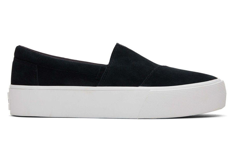 TOMS Sneakers | Fenix Platform Black Suede Slip On Sneaker Suede Black