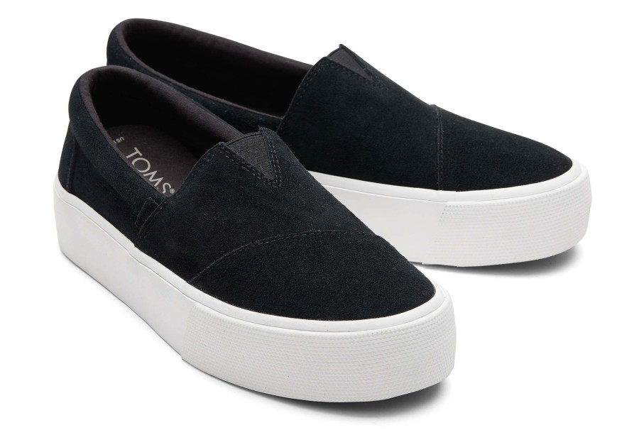 TOMS Sneakers | Fenix Platform Black Suede Slip On Sneaker Suede Black