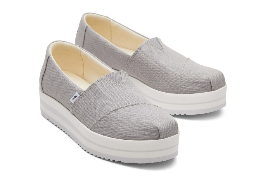 TOMS Slip Ons | Alpargata Grey Midform Espadrille|Alpargata Grey Midform Espadrille Drizzle Grey