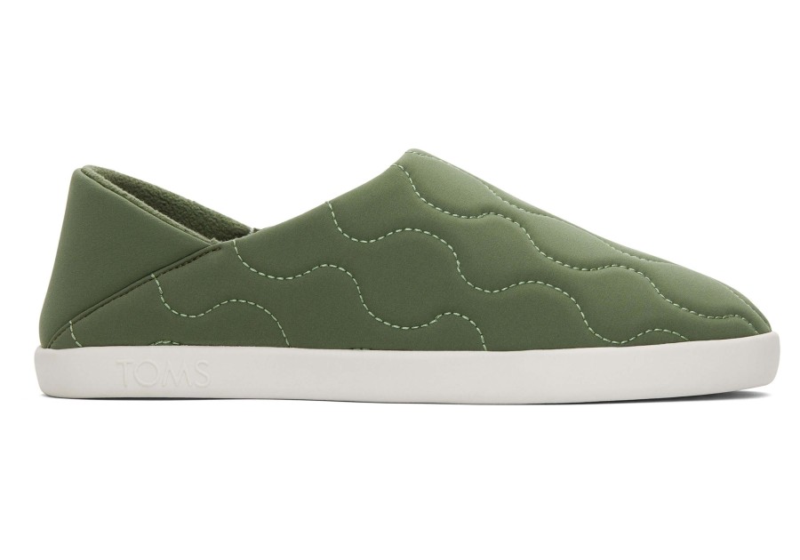 TOMS Slippers | Ezra Green Quilted Cotton Convertible Slipper|Ezra Green Quilted Cotton Convertible Slipper Bronze Green