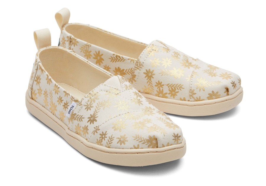 TOMS | Youth Alpargata Gold Foil Floral Blooms Natural Gold Foil