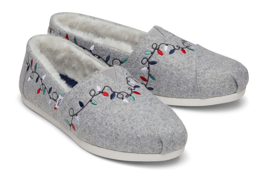 TOMS Alpargatas | Alpargata Tree Light Embroidery With Faux Fur|Alpargata Tree Light Embroidery With Faux Fur Embroidered Grey