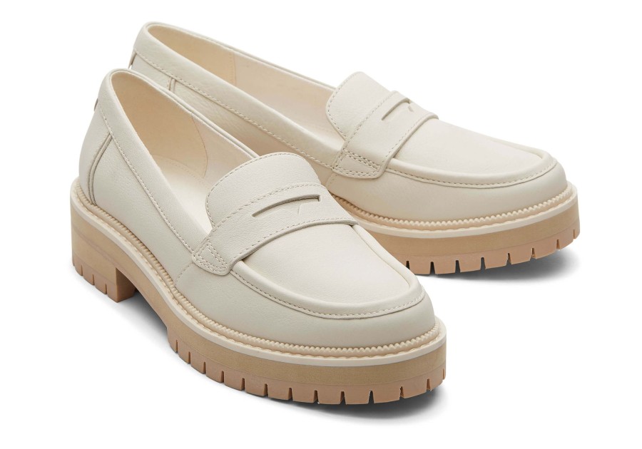 TOMS Platforms | Cara Leather Loafer Light Sand