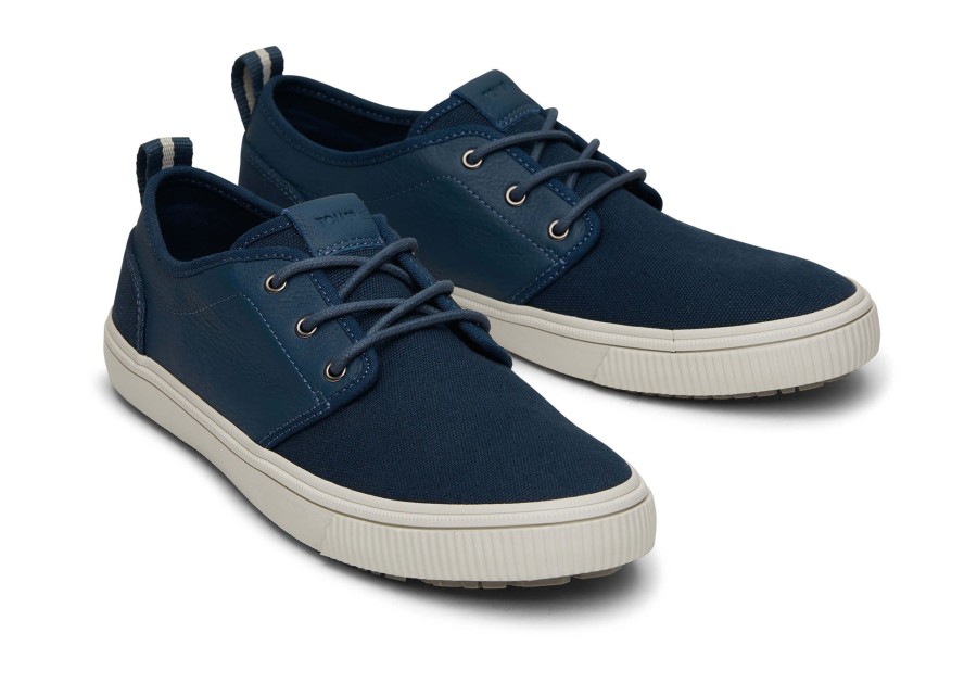 TOMS Sneakers | Carlo Terrain Blue Leather Water Resistant Sneaker Water Resistant Dark Indigo