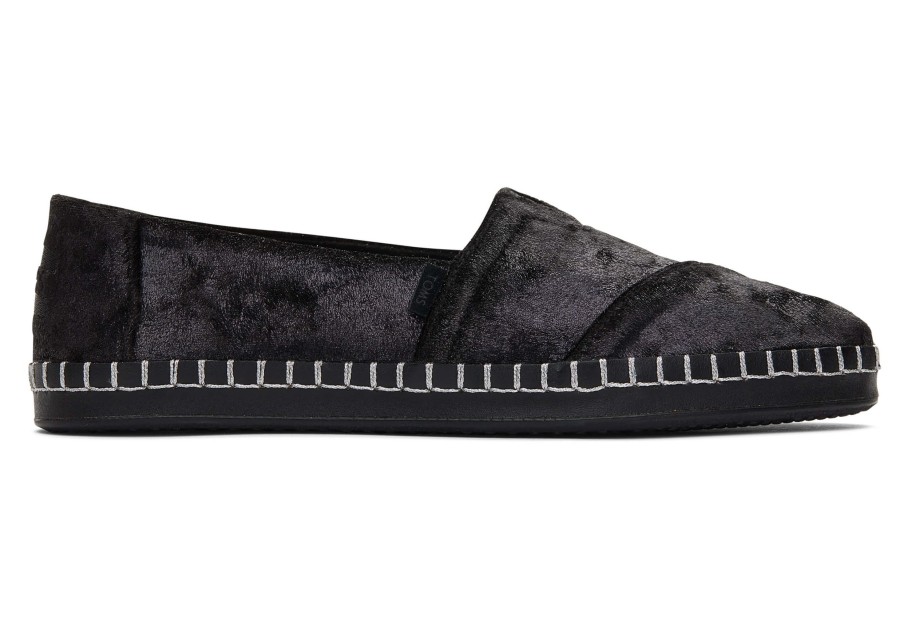 TOMS Slip Ons | Alpargata Plush Foil Leather Wrap Black Plush Foil