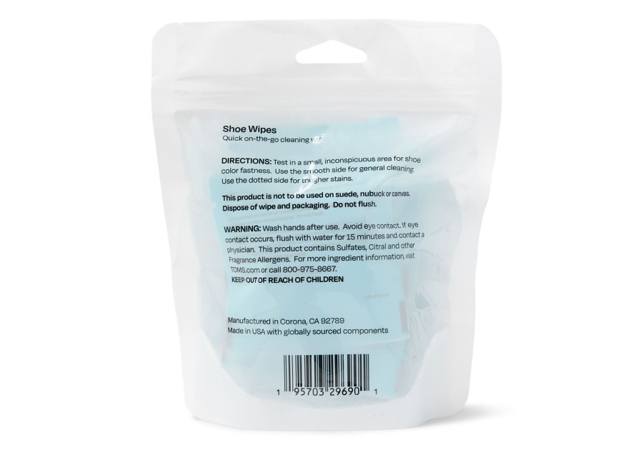 TOMS Shoe Care | Toms Shoe Cleaning Wipes 8 Pack White