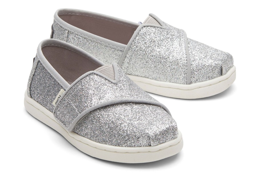 TOMS | Tiny Alpargata Silver Glitter Toddler Shoe Silver Iridescent