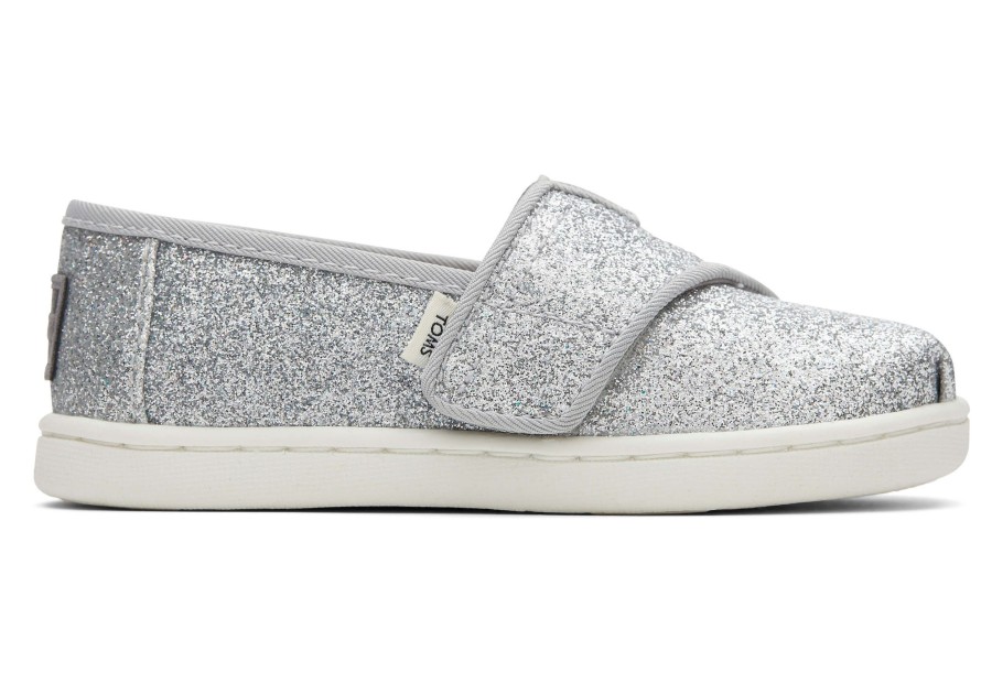 TOMS | Tiny Alpargata Silver Glitter Toddler Shoe Silver Iridescent