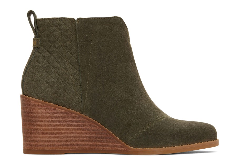 TOMS Heels & Wedges | Clare Suede Wedge Boot|Clare Suede Wedge Boot Olive