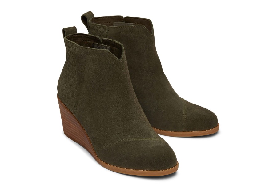 TOMS Heels & Wedges | Clare Suede Wedge Boot|Clare Suede Wedge Boot Olive