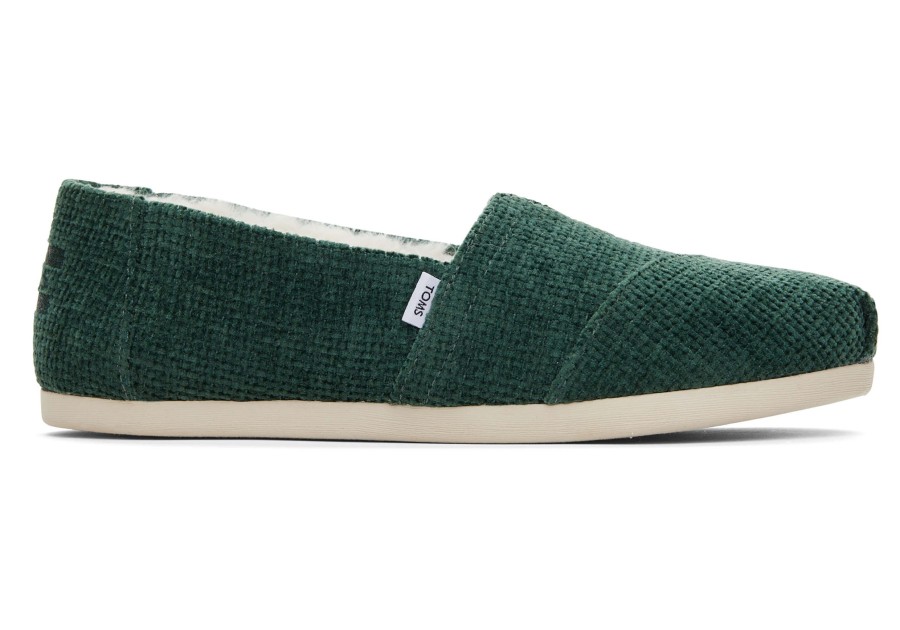 TOMS Alpargatas | Alpargata Green Chenille With Faux Fur Chenille Forest Green