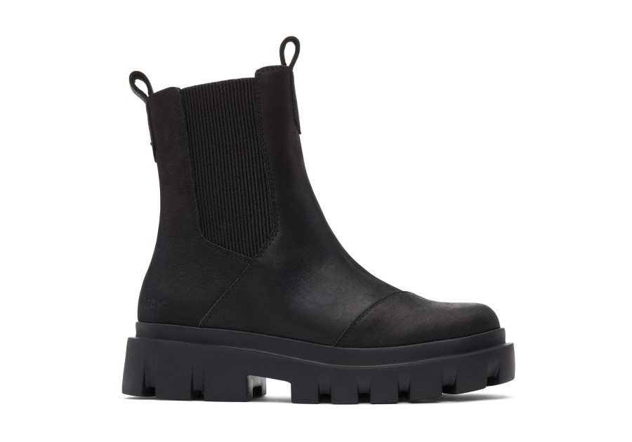 TOMS Boots & Booties | Rowan Black Water Resistant Leather Boot|Rowan Black Water Resistant Leather Boot Water Resistant Black/Black