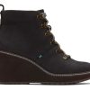 TOMS Dress Casual | Melrose Black Water Resistant Lace-Up Wedge Boot Water Resistant Black