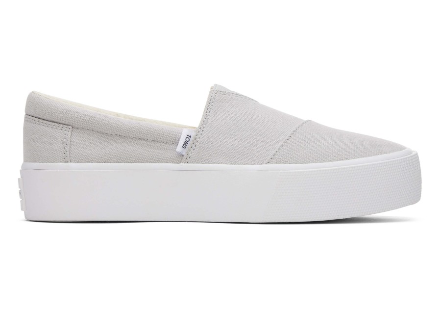 TOMS Sneakers | Fenix Platform Grey Canvas Slip On Sneaker Lunar Grey