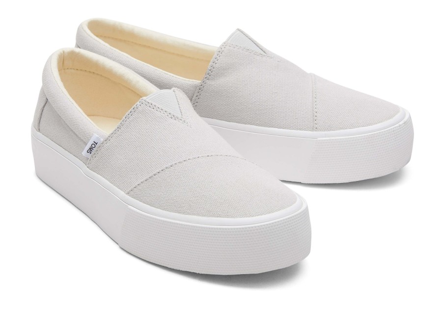 TOMS Sneakers | Fenix Platform Grey Canvas Slip On Sneaker Lunar Grey