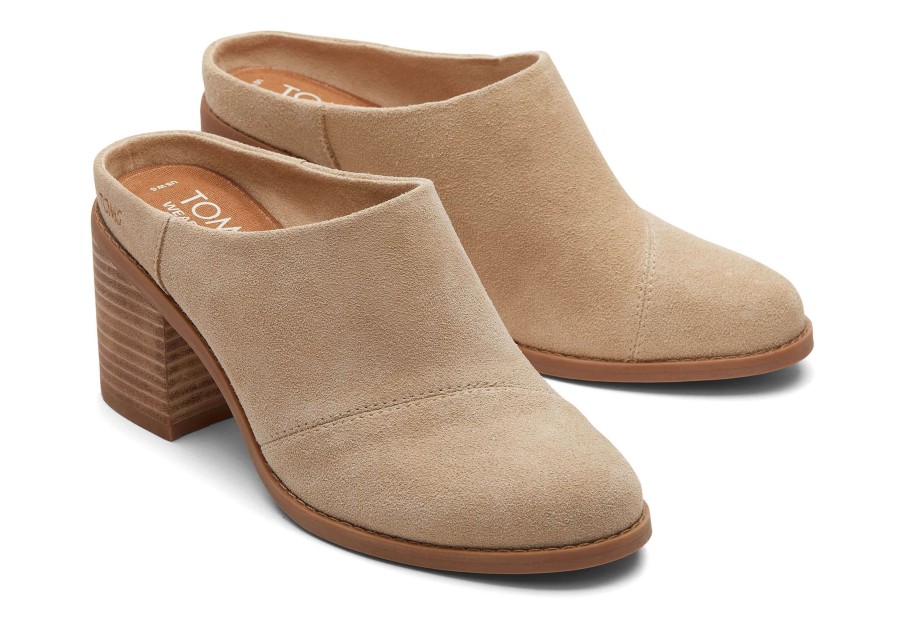 TOMS Heels & Wedges | Evelyn Suede Mule Oatmeal