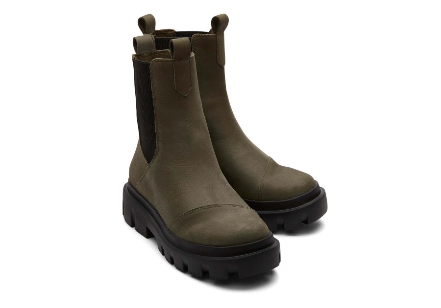 TOMS Boots & Booties | Rowan Olive Water Resistant Leather Boot|Rowan Olive Water Resistant Leather Boot Water Resistant Olive