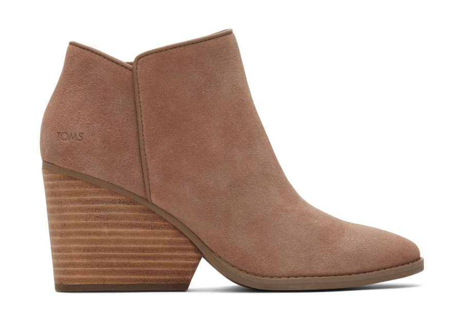 TOMS Heels & Wedges | Hadley Taupe Suede Heeled Boot Suede Fawn