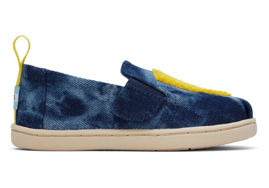 TOMS | Tiny Alpargata Twin Gore Washed Denim Ligthning Bolt Navy Washed Denim