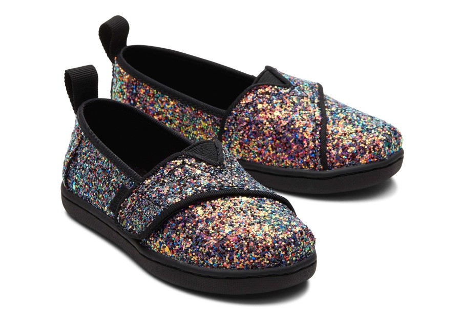 TOMS | Tiny Alpargata Black Glitter Toddler Shoe Black Chunky Glitter