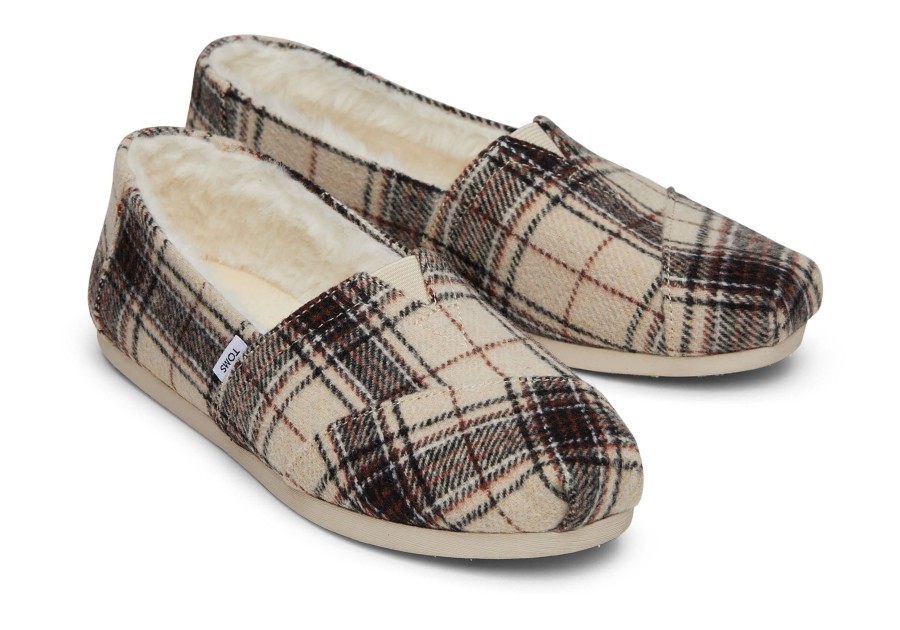 TOMS Alpargatas | Alpargata Natural Plaid With Faux Fur Plaid Biscotti