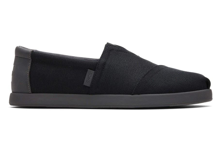 TOMS Slip Ons | Alp Fwd Black Canvas Synthetic Trim Black Waxed Canvas