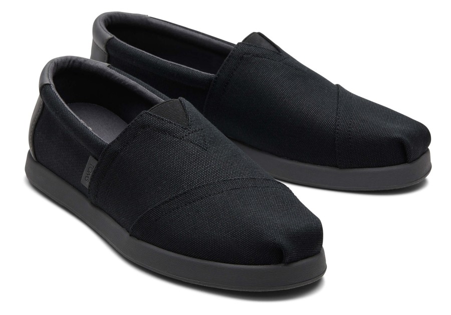 TOMS Slip Ons | Alp Fwd Black Canvas Synthetic Trim Black Waxed Canvas