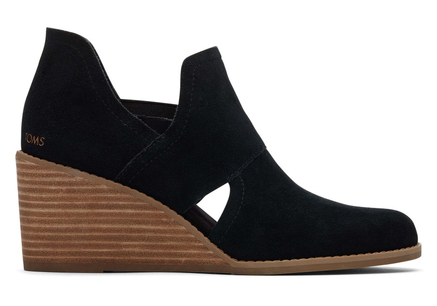 TOMS Dress Casual | Kallie Black Suede Cutout Wedge Boot|Kallie Black Suede Cutout Wedge Boot Suede Black